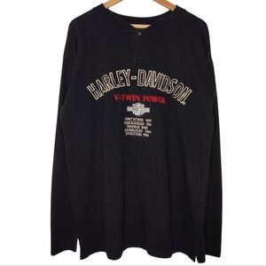 Harley-Davidson V-Twin Power Logo Black Motorcycle Long Sleeve Shirt Sz L